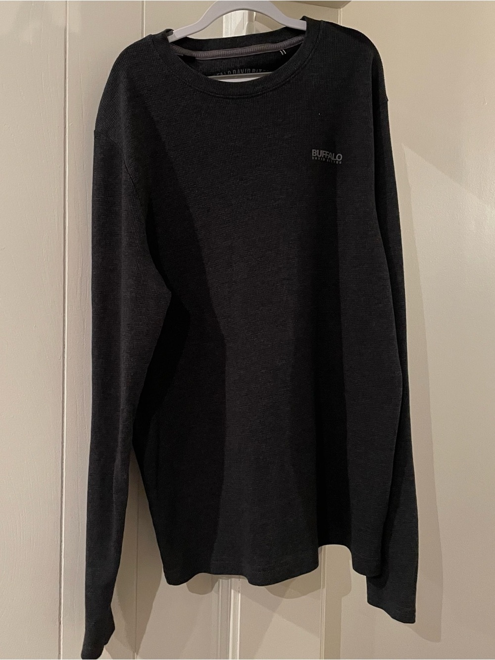 Buffalo David Bitton Black Long Sleeve Waffle Crew Sweatshirt